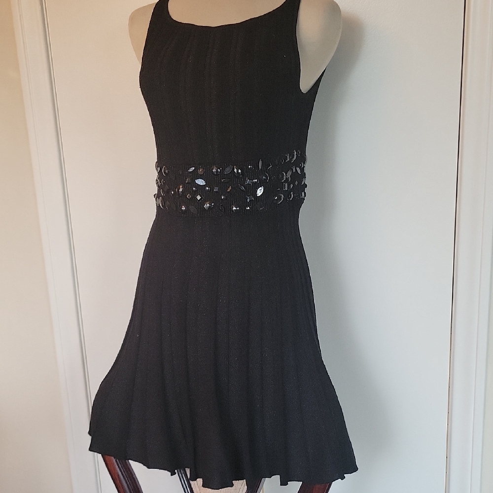 Arden B Black Mini Dress with Embellished Waist